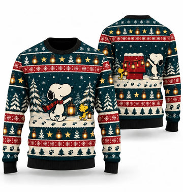 Snoopy Christmas Lantern Walk Ugly Christmas Sweater