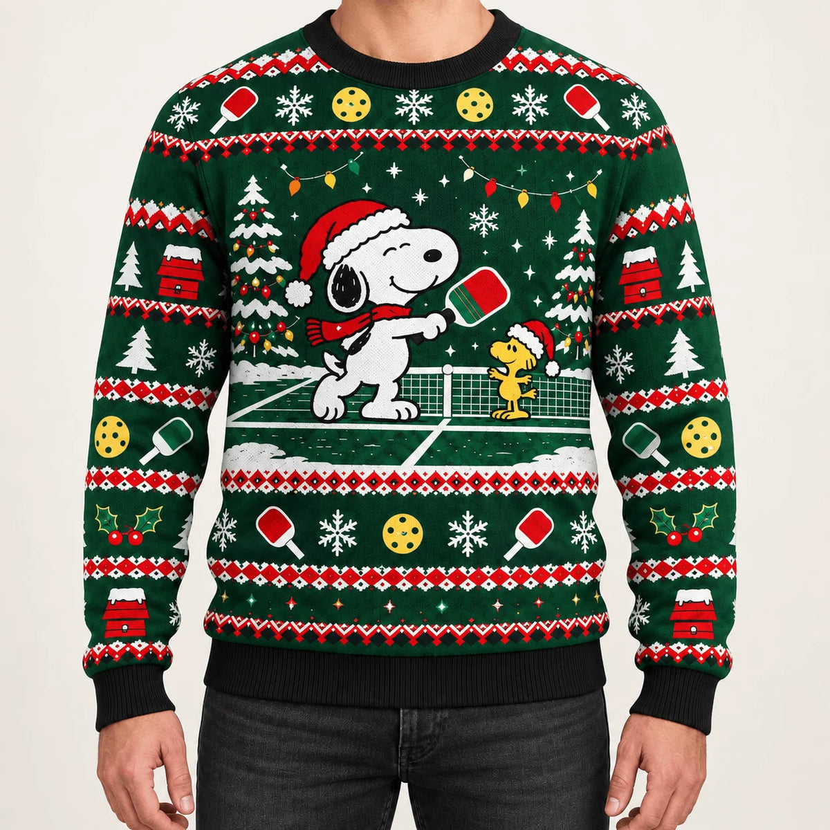 Snoopy Holiday Pickleball Ugly Christmas Sweater