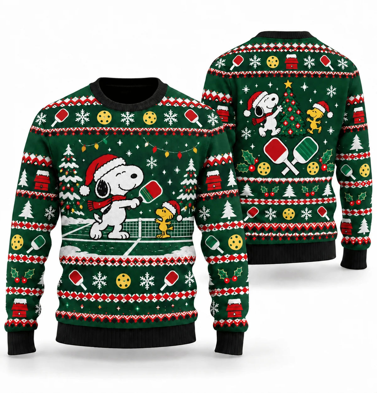 Snoopy Holiday Pickleball Ugly Christmas Sweater
