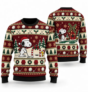 Snoopy Christmas Mini Golf Ugly Christmas Sweater