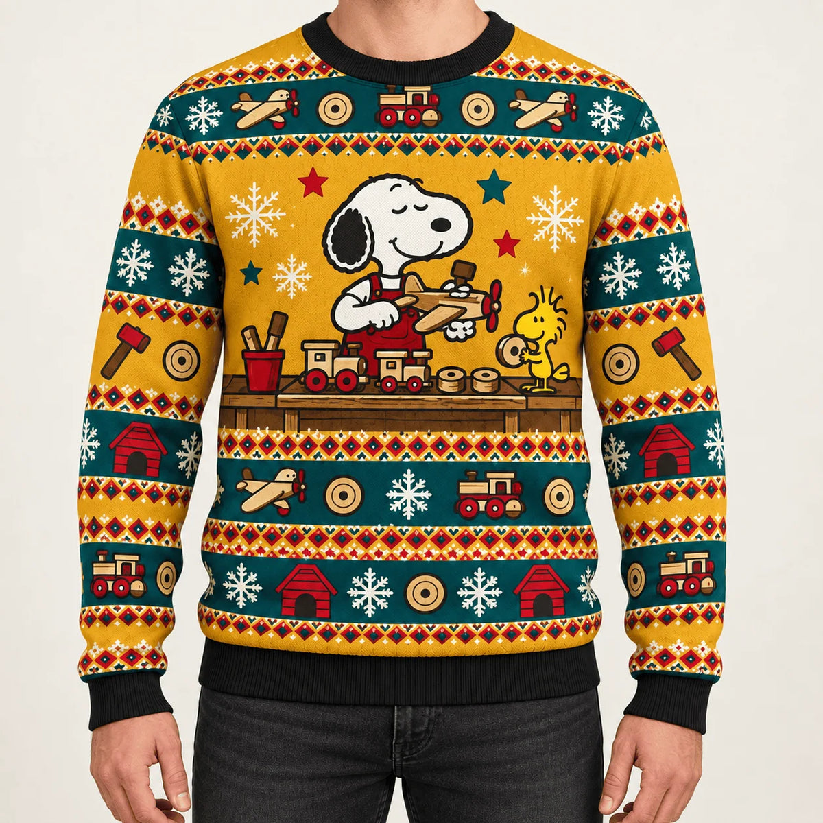 Snoopy Toymaker Doghouse Workshop Ugly Christmas Sweater