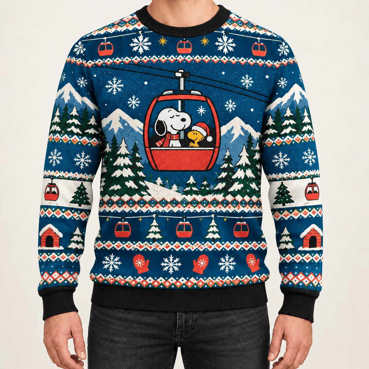 Snoopy Mountain Gondola Christmas Ugly Christmas Sweater