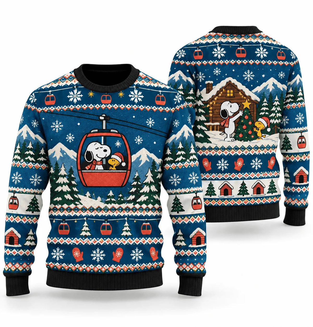 Snoopy Mountain Gondola Christmas Ugly Christmas Sweater