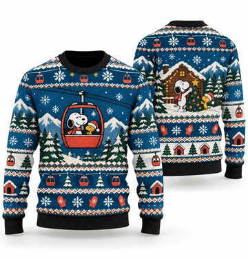Snoopy Mountain Gondola Christmas Ugly Christmas Sweater