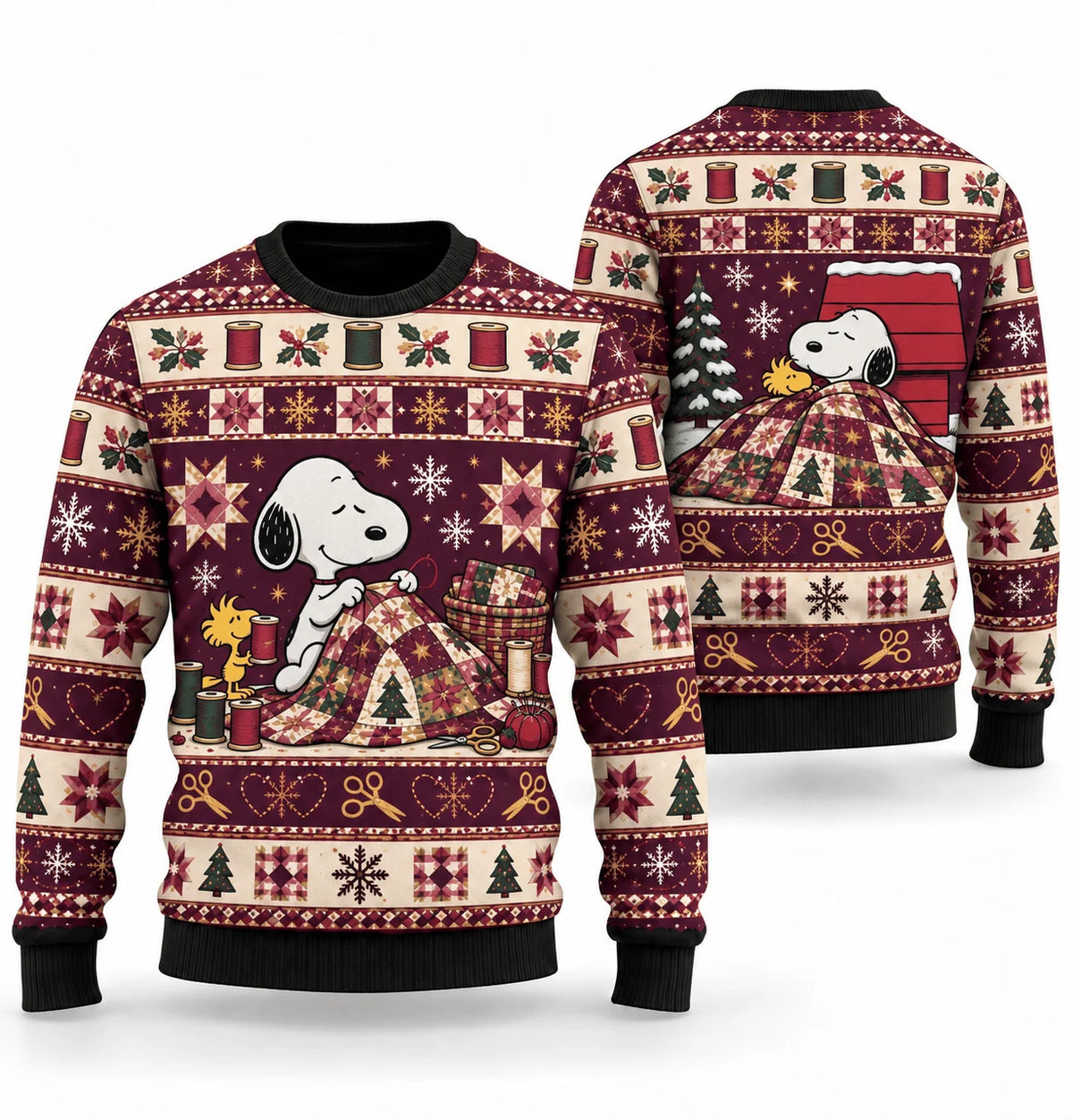 Snoopy Holiday Quilting Room Ugly Christmas Sweater