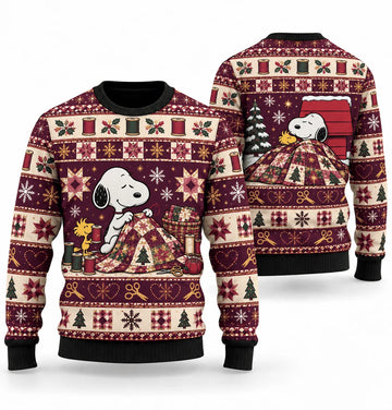 Snoopy Holiday Quilting Room Ugly Christmas Sweater