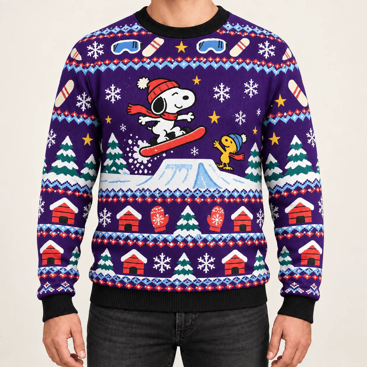 Snoopy Snowboard Park Christmas Ugly Christmas Sweater