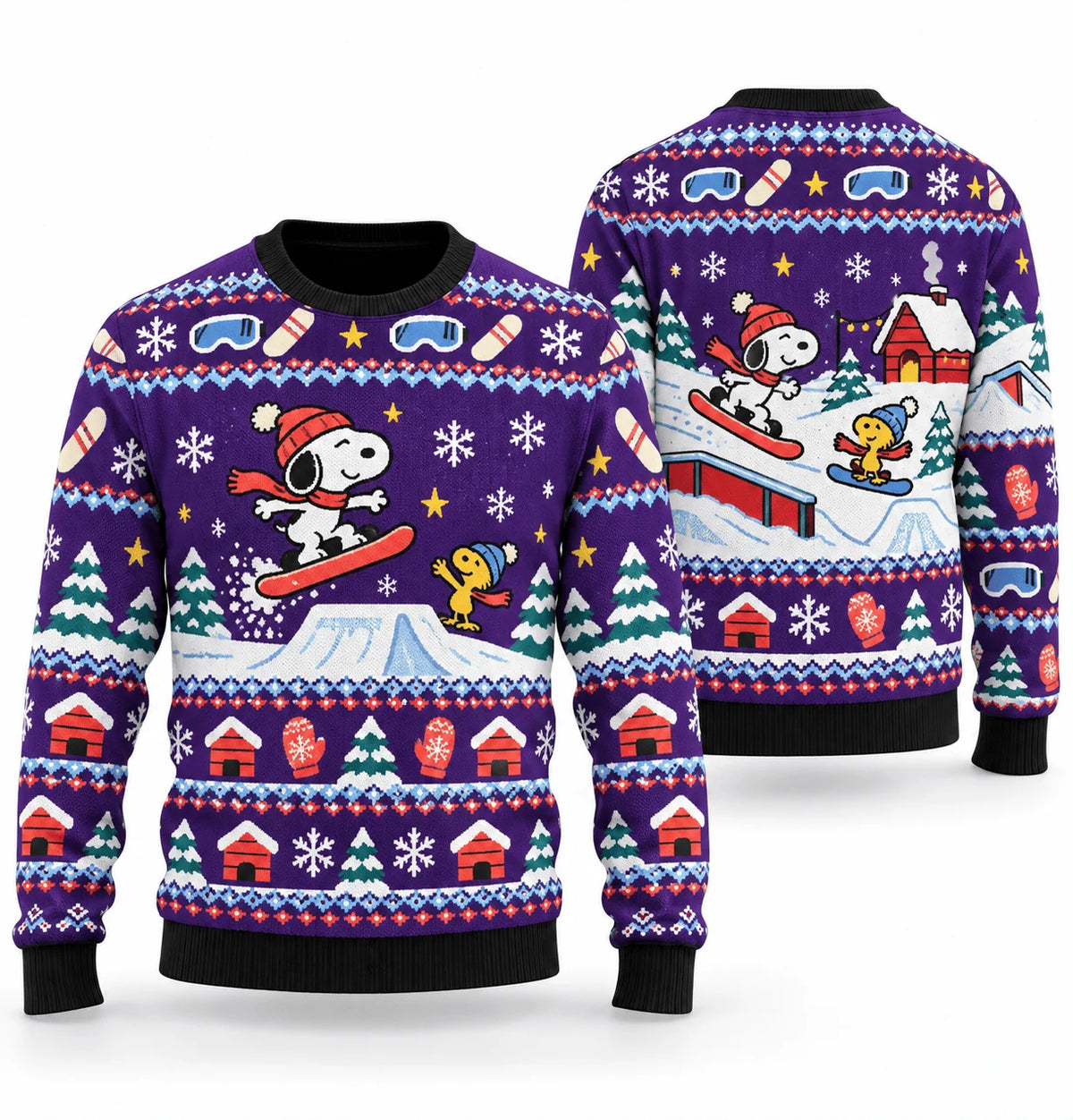 Snoopy Snowboard Park Christmas Ugly Christmas Sweater