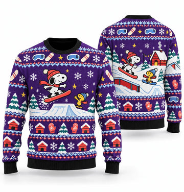 Snoopy Snowboard Park Christmas Ugly Christmas Sweater