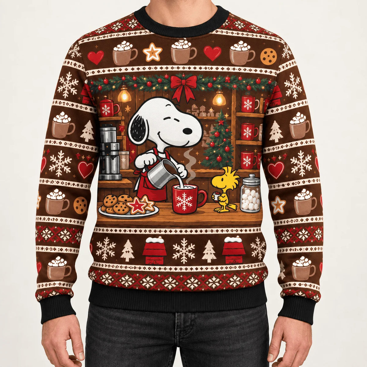 Snoopy Holiday Cocoa Cafe Ugly Christmas Sweater