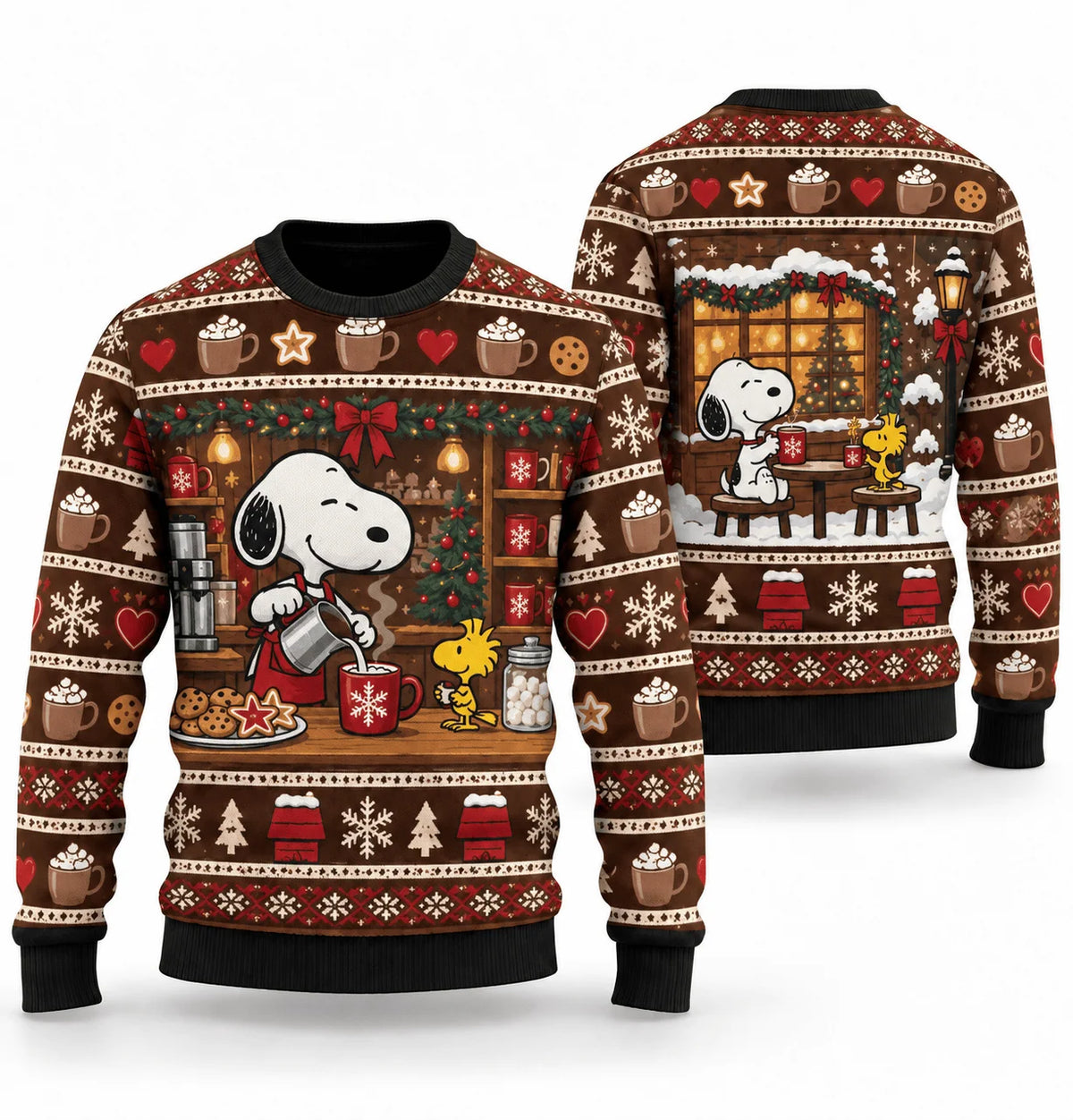 Snoopy Holiday Cocoa Cafe Ugly Christmas Sweater