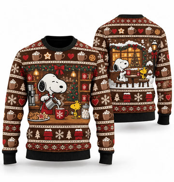 Snoopy Holiday Cocoa Cafe Ugly Christmas Sweater