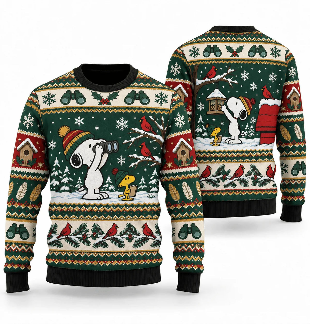 Snoopy Winter Birdwatching Ugly Christmas Sweater