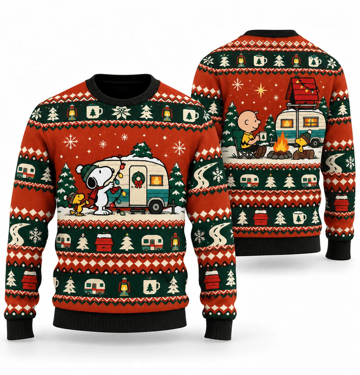 Snoopy Holiday Camper Road Trip Ugly Christmas Sweater