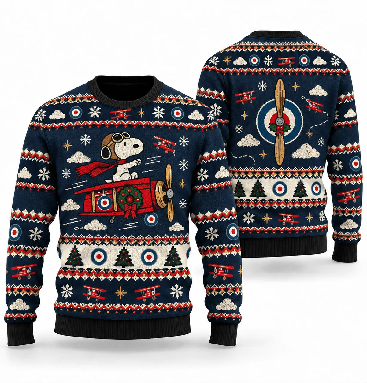 Snoopy Red Baron Christmas Flight Ugly Christmas Sweater