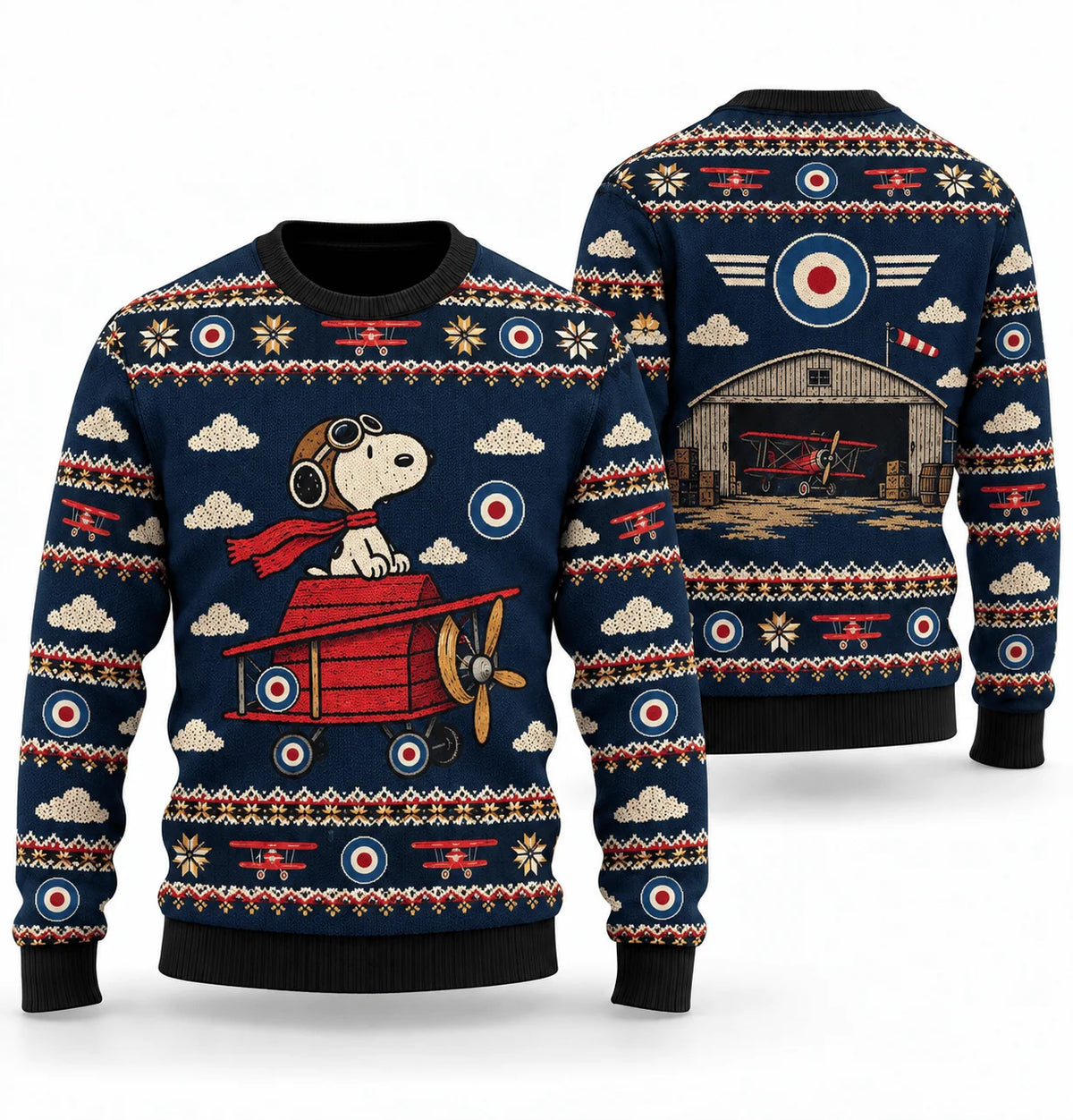 Snoopy Red Baron Airfield Ugly Christmas Sweater