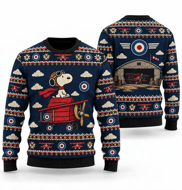 Snoopy Red Baron Airfield Ugly Christmas Sweater