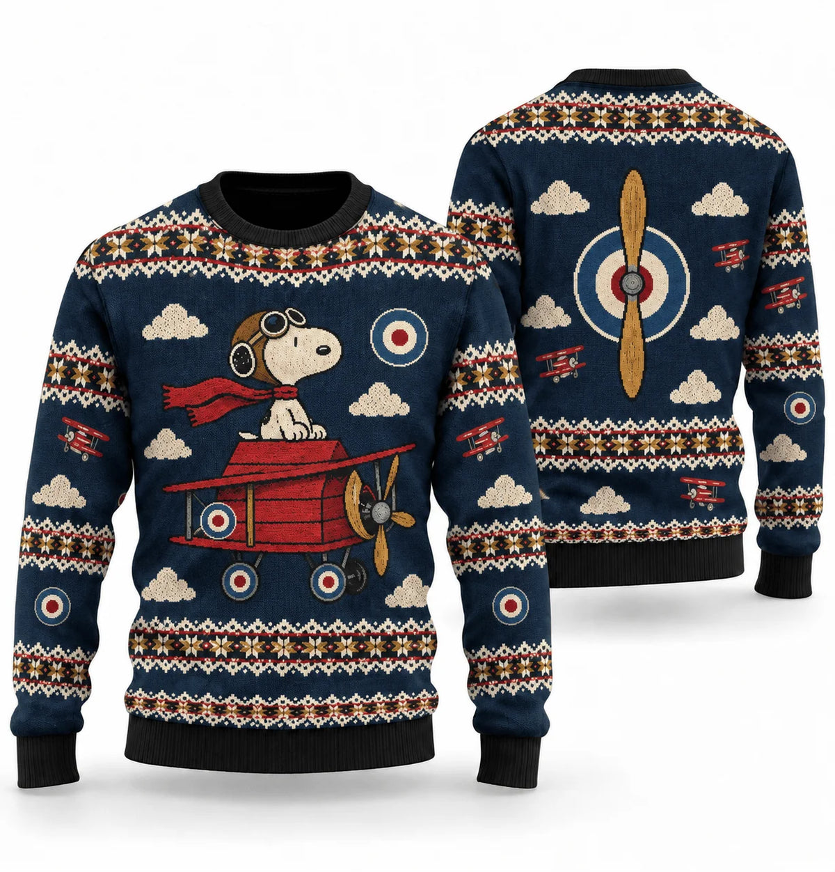 Snoopy Red Baron Dogfight Ugly Christmas Sweater