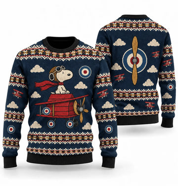 Snoopy Red Baron Dogfight Ugly Christmas Sweater