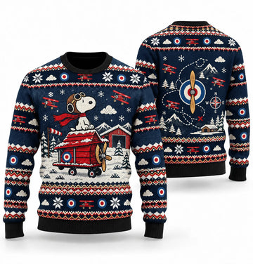 Snoopy Red Baron Winter Patrol Ugly Christmas Sweater