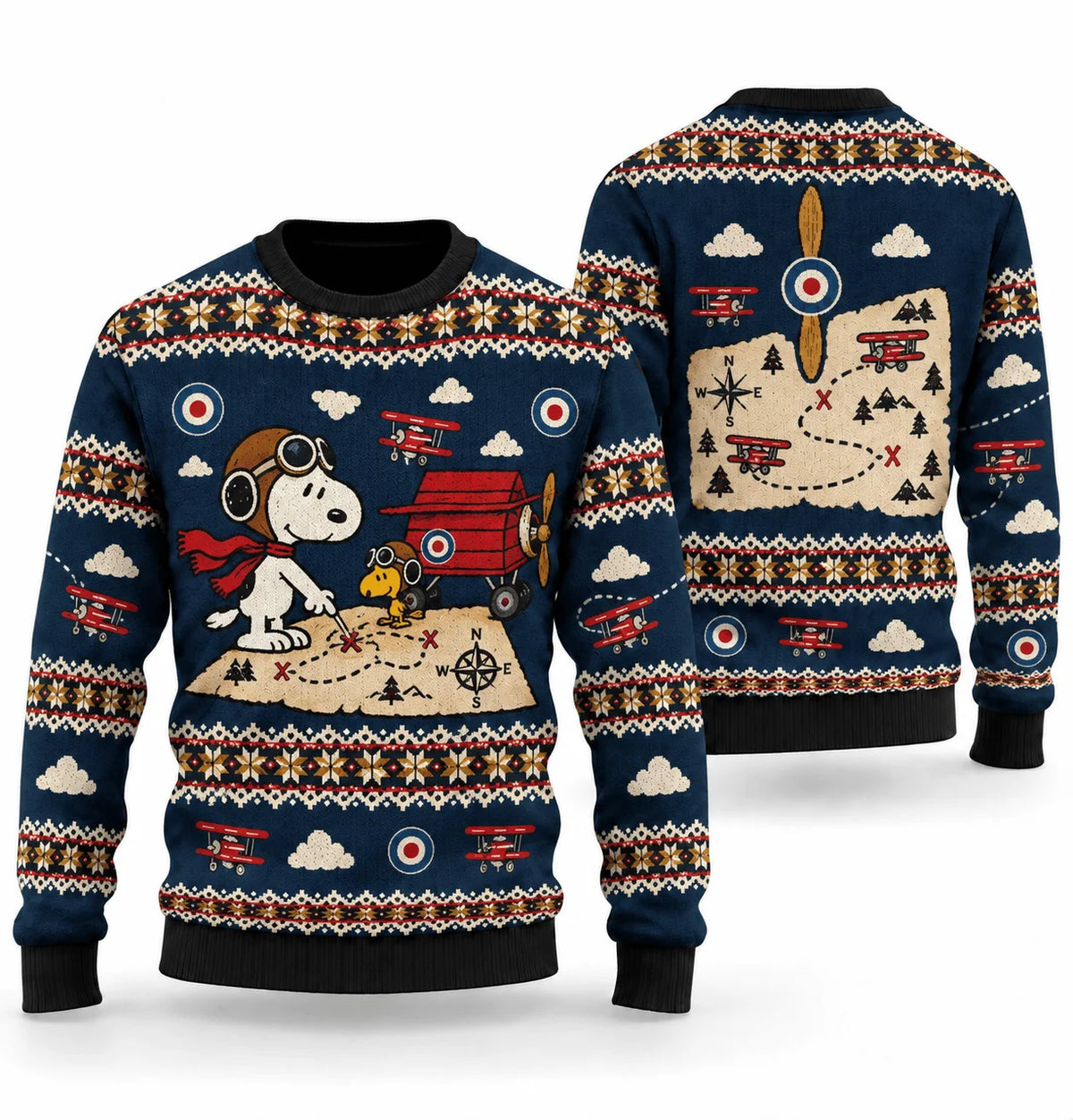 Snoopy Red Baron Squadron Briefing Ugly Christmas Sweater