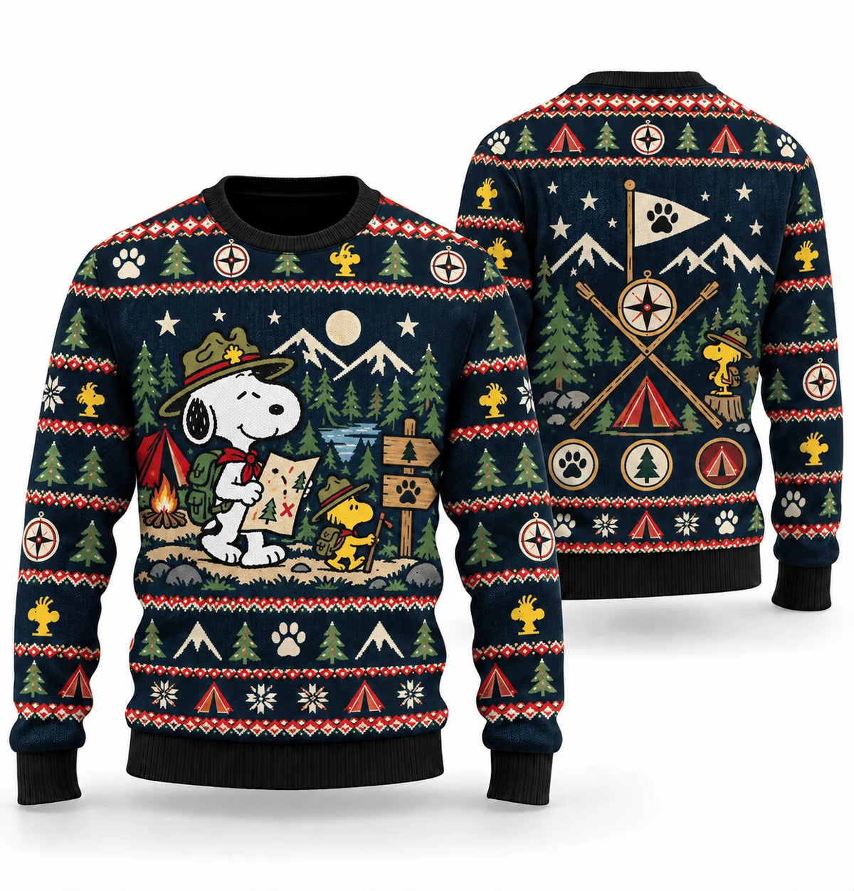 Snoopy Woodstock Beagle Scouts Rally Ugly Christmas Sweater