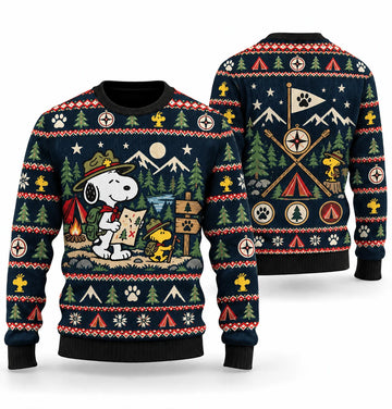 Snoopy Woodstock Beagle Scouts Rally Ugly Christmas Sweater