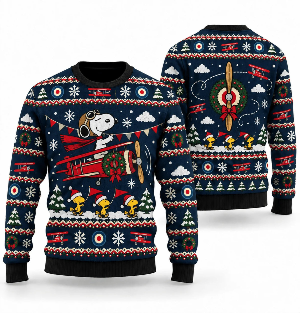Snoopy Red Baron Holiday Parade Ugly Christmas Sweater