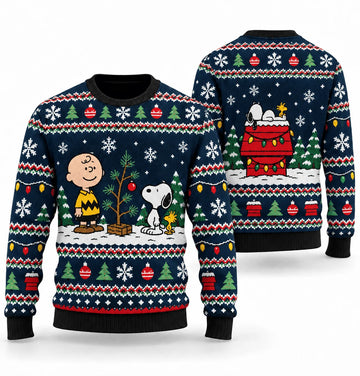 Snoopy Charlie Brown Christmas Tree Lot Ugly Christmas Sweater