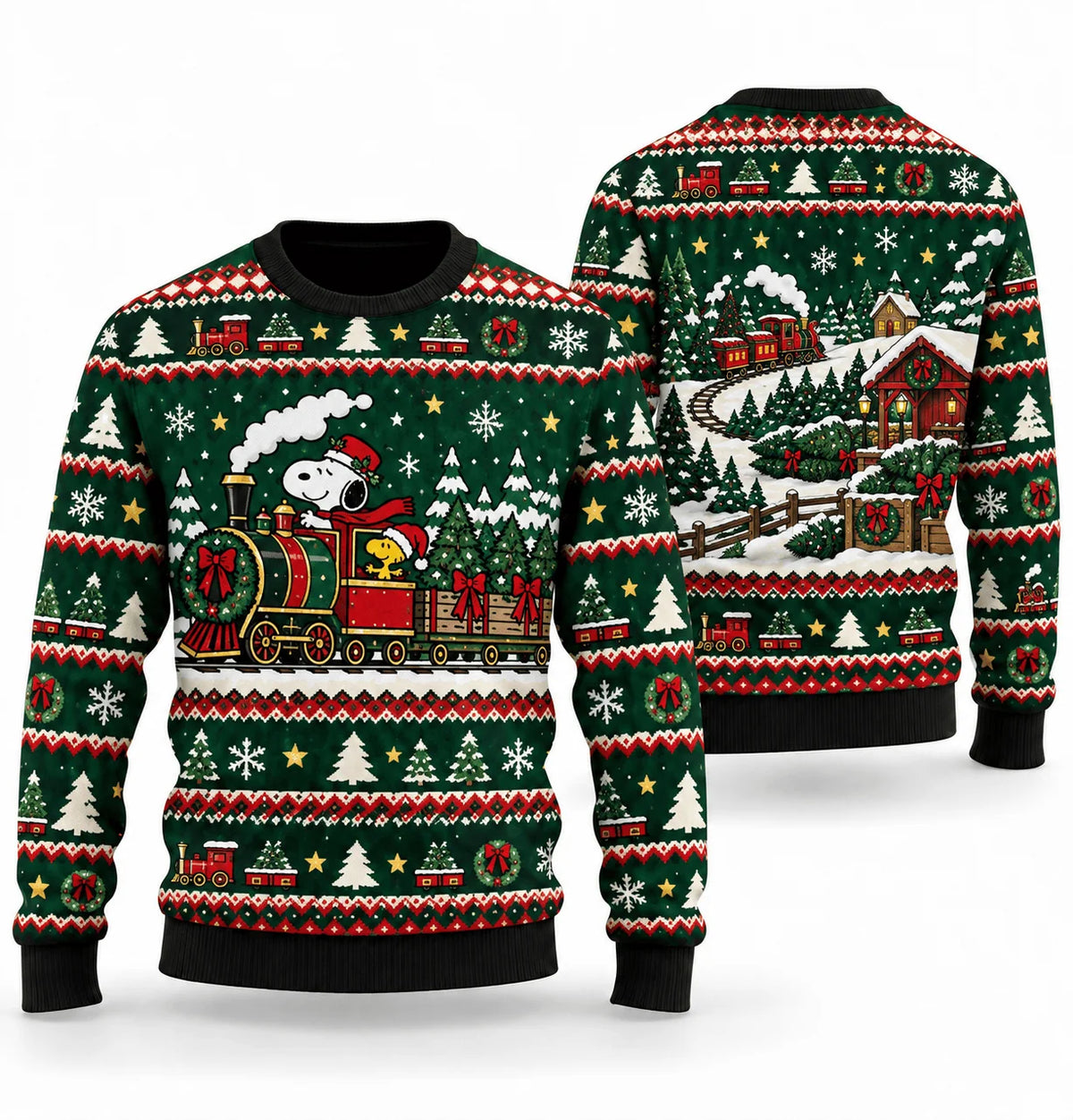 Snoopy Christmas Tree Farm Express Ugly Christmas Sweater