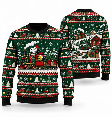 Snoopy Christmas Tree Farm Express Ugly Christmas Sweater