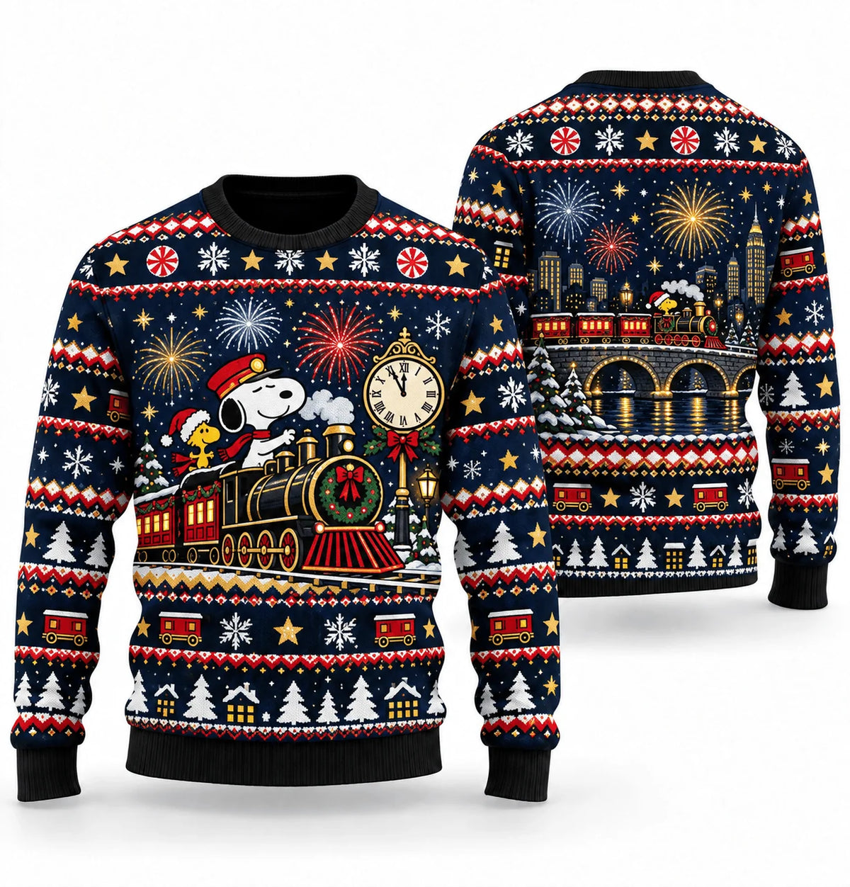 Snoopy New Year Firework Express Ugly Christmas Sweater