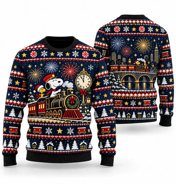 Snoopy New Year Firework Express Ugly Christmas Sweater