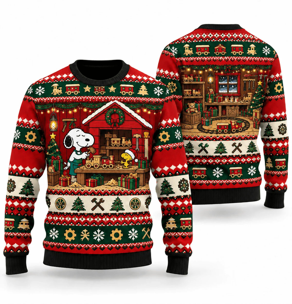 Snoopy Toymaker Railway Workshop Ugly Christmas Sweater