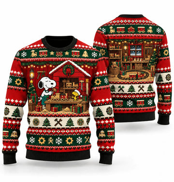 Snoopy Toymaker Railway Workshop Ugly Christmas Sweater