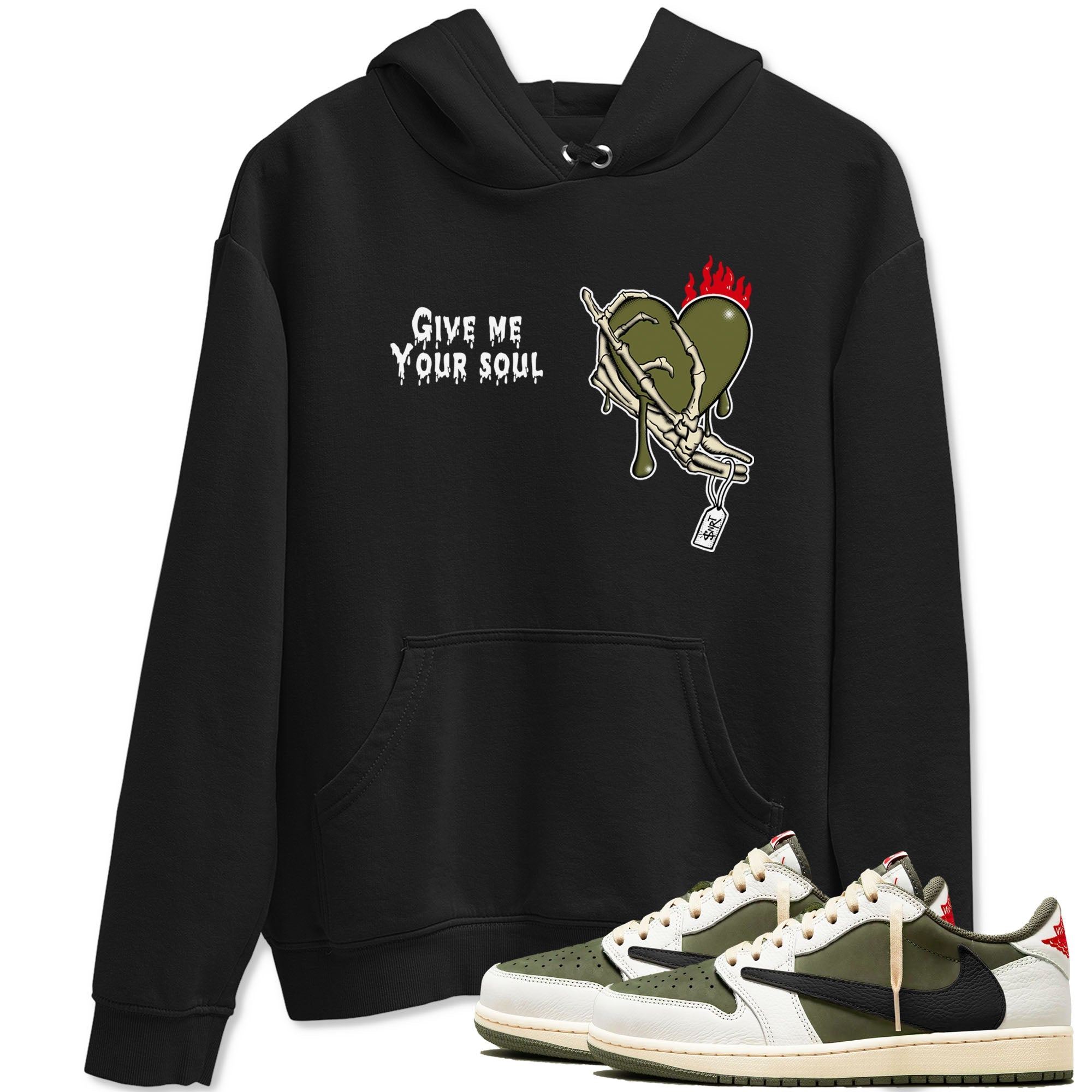 Give Me Your Soul Sneaker Tees - Air Jordan 1 Travis Scott Medium Olive