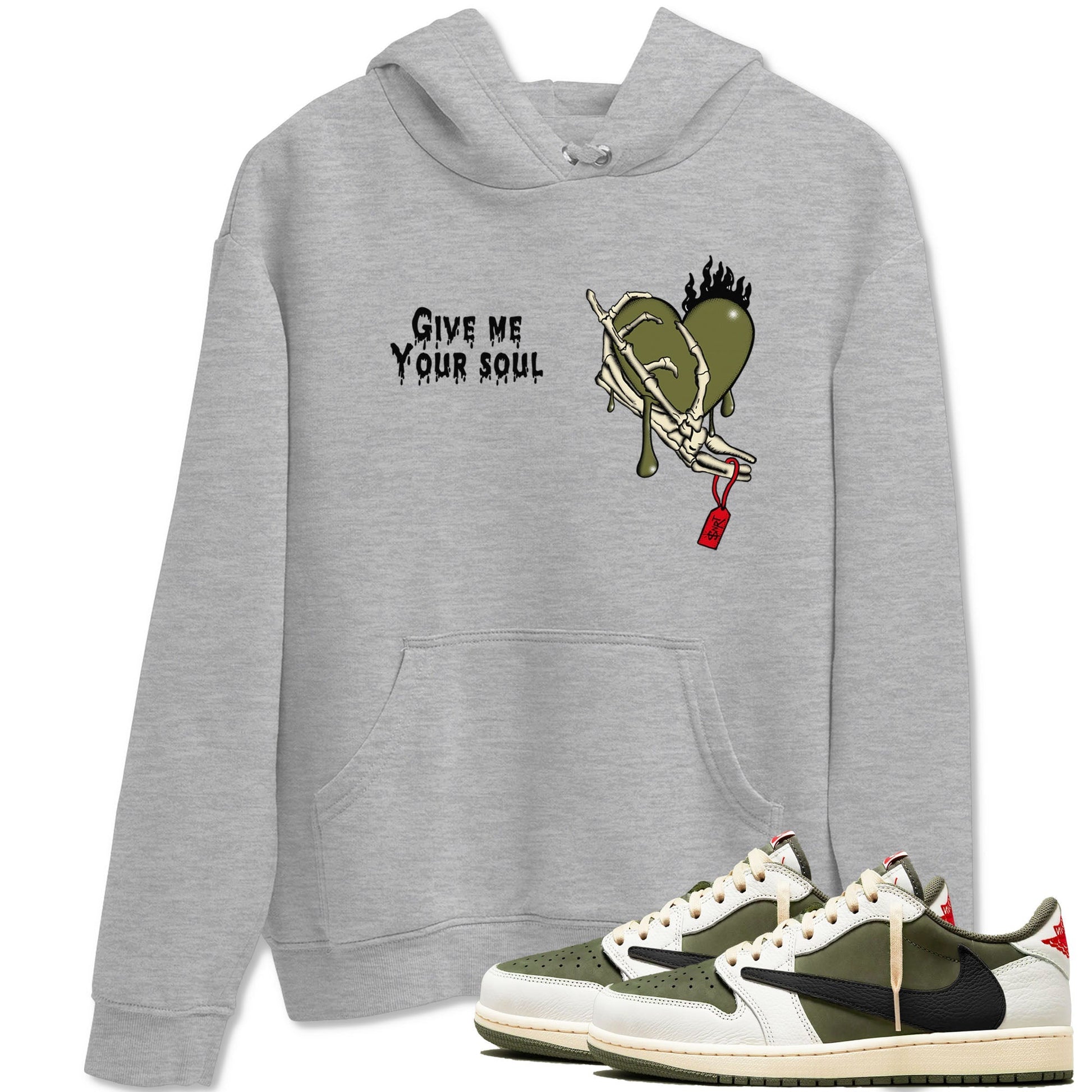 Give Me Your Soul Sneaker Tees - Air Jordan 1 Travis Scott Medium Olive
