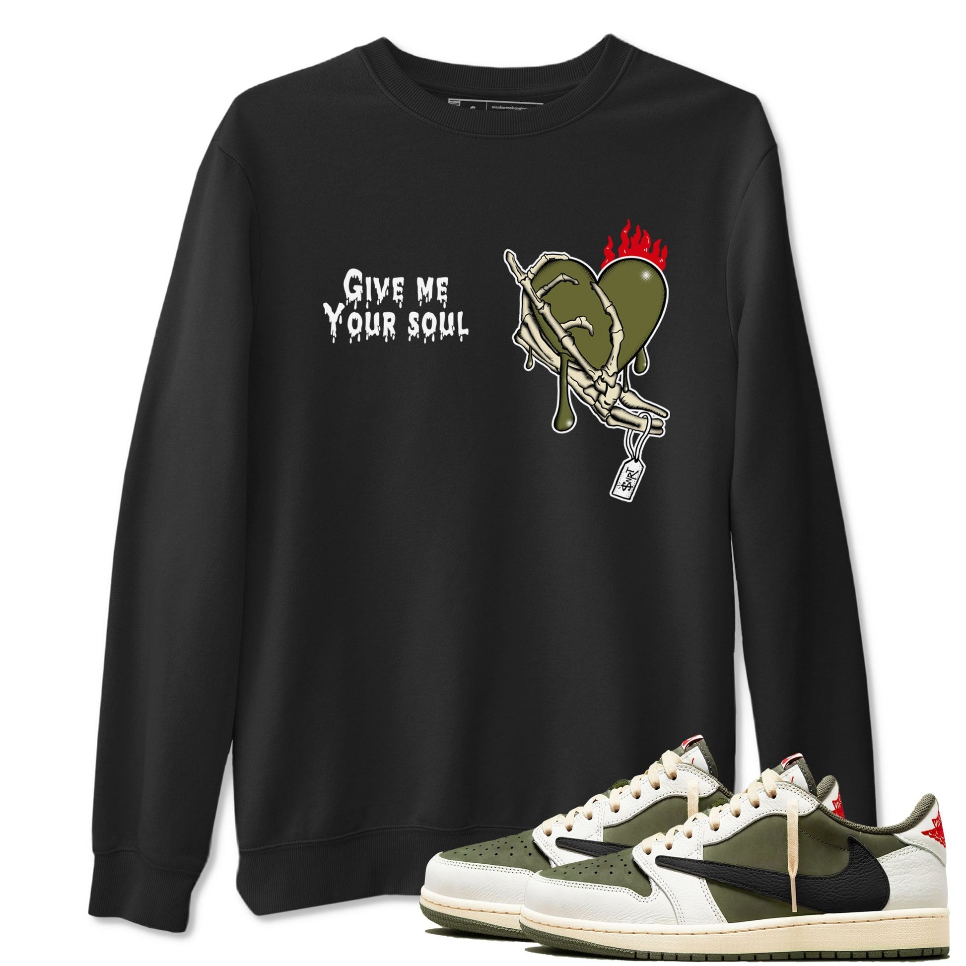 Give Me Your Soul Sneaker Tees - Air Jordan 1 Travis Scott Medium Olive