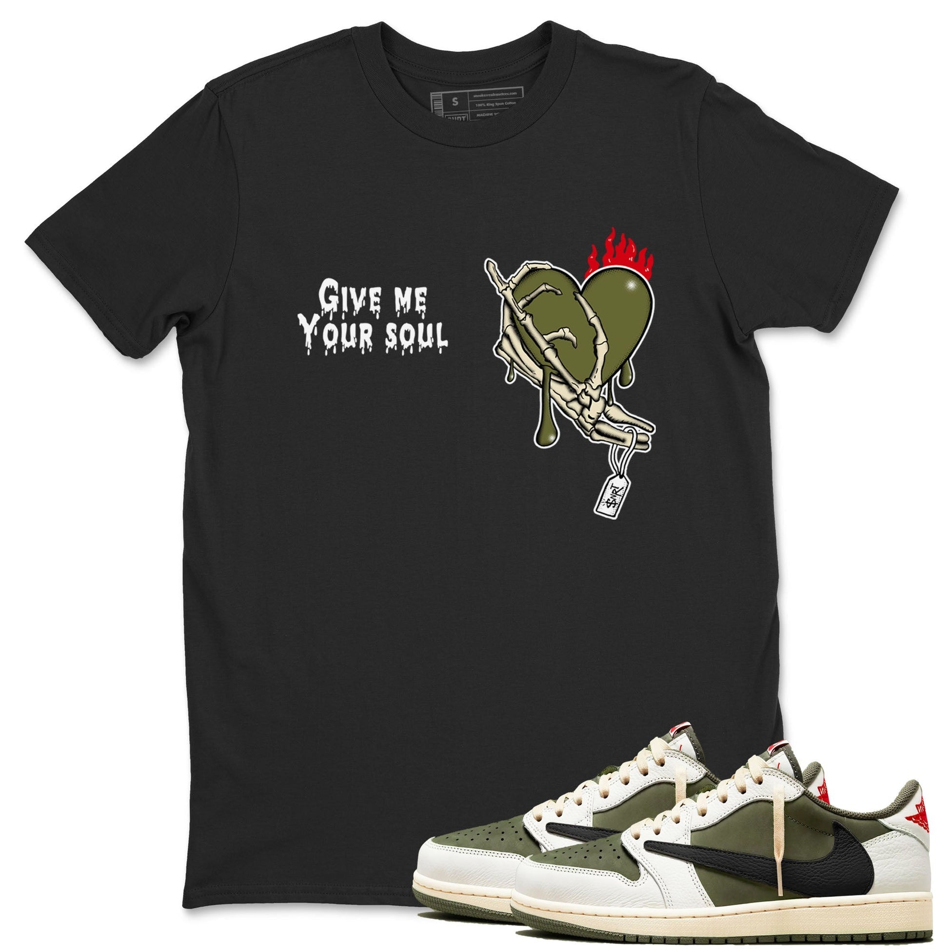 Give Me Your Soul Sneaker Tees - Air Jordan 1 Travis Scott Medium Olive