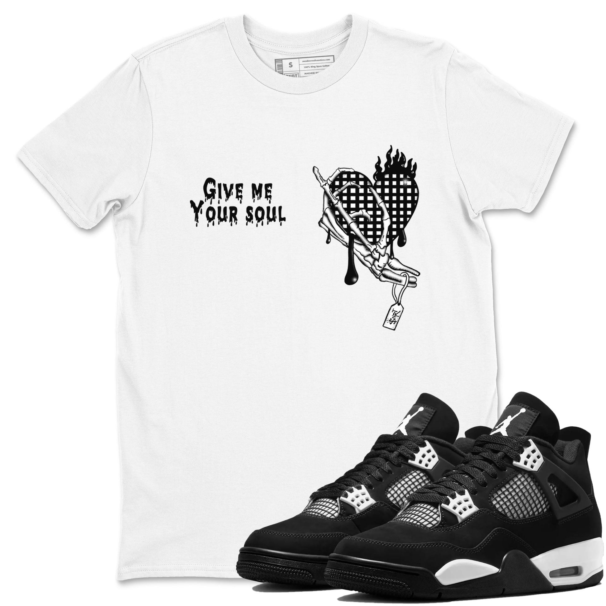 Give Me Your Soul Sneaker Tees - Air Jordan 4 White Thunder
