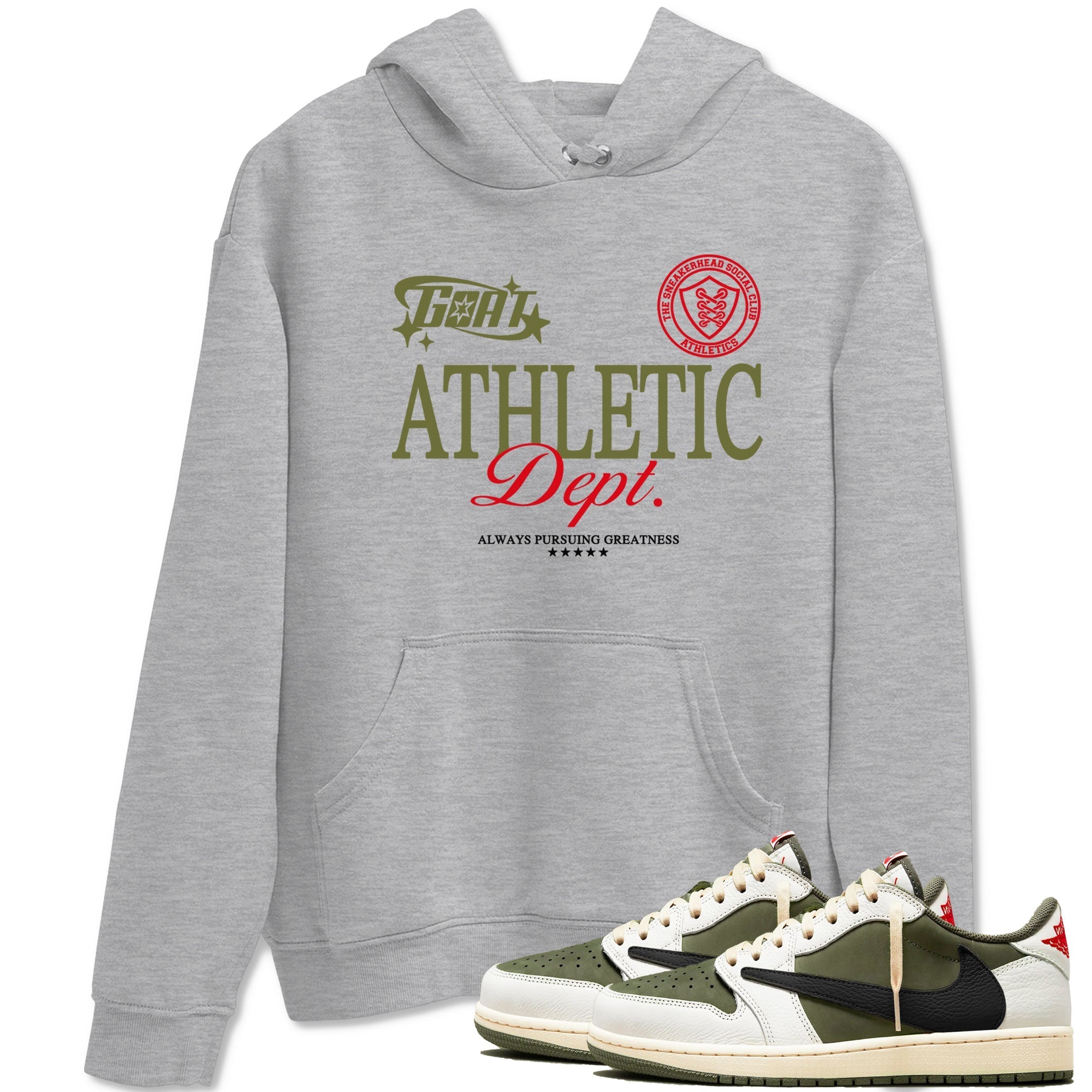 Goat Athletic Dept Sneaker Tees - Air Jordan 1 Travis Scott Medium Olive