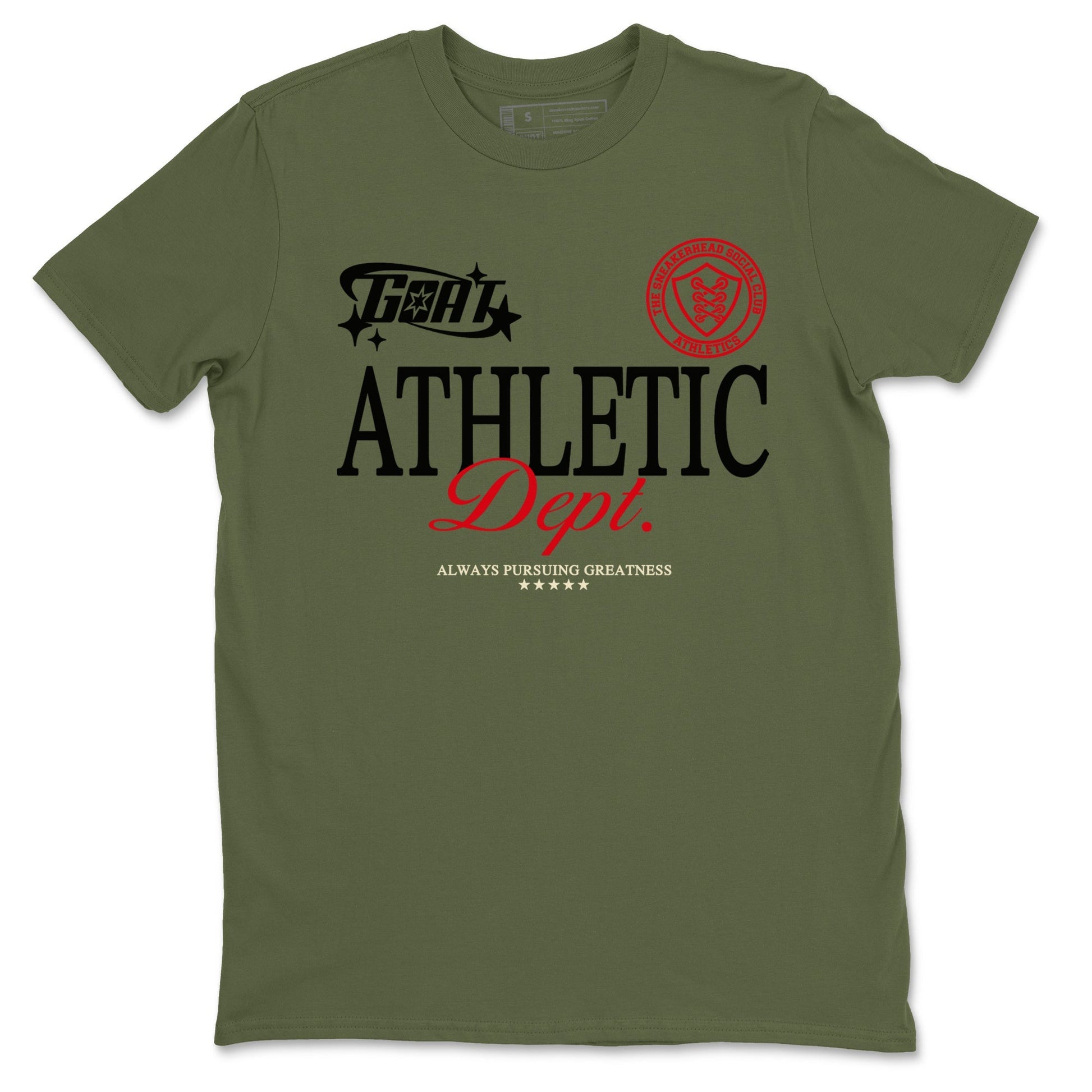 Goat Athletic Dept Sneaker Tees - Air Jordan 1 Travis Scott Medium Olive