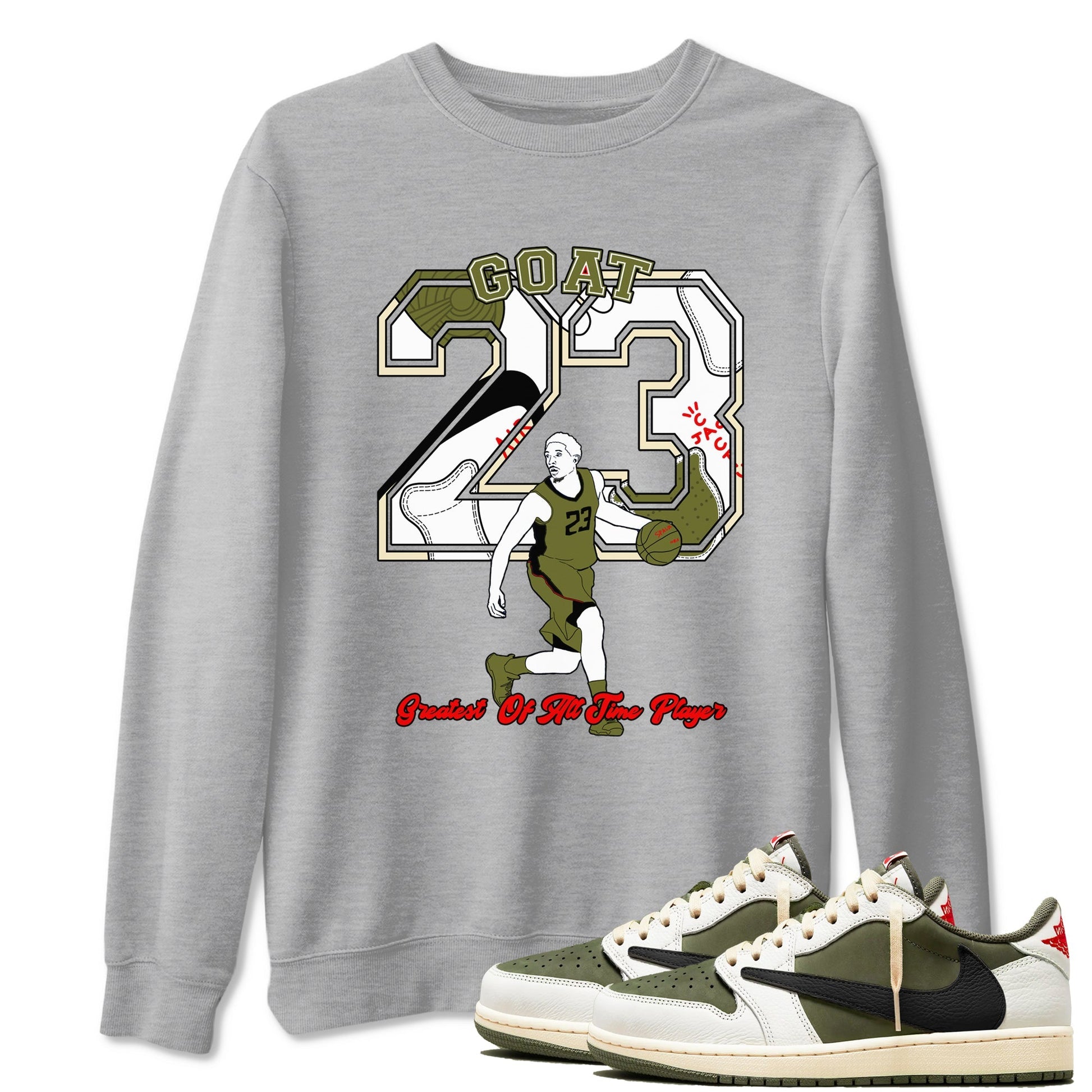Goat Player Sneaker Tees - Air Jordan 1 Travis Scott Medium Olive