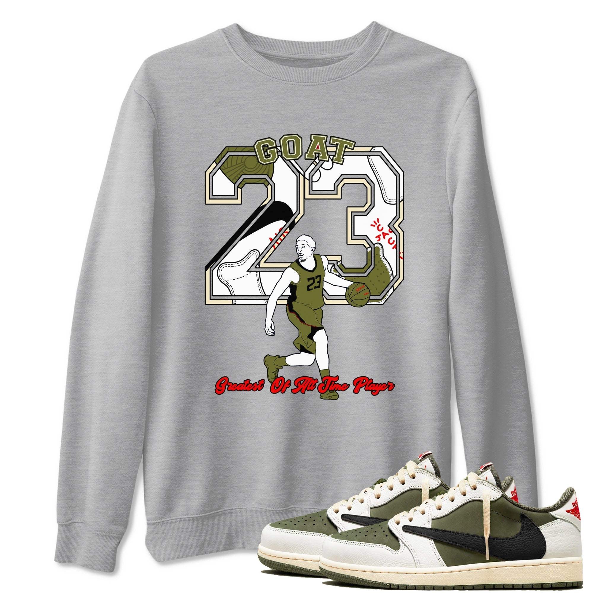 Goat Player Sneaker Tees - Air Jordan 1 Travis Scott Medium Olive