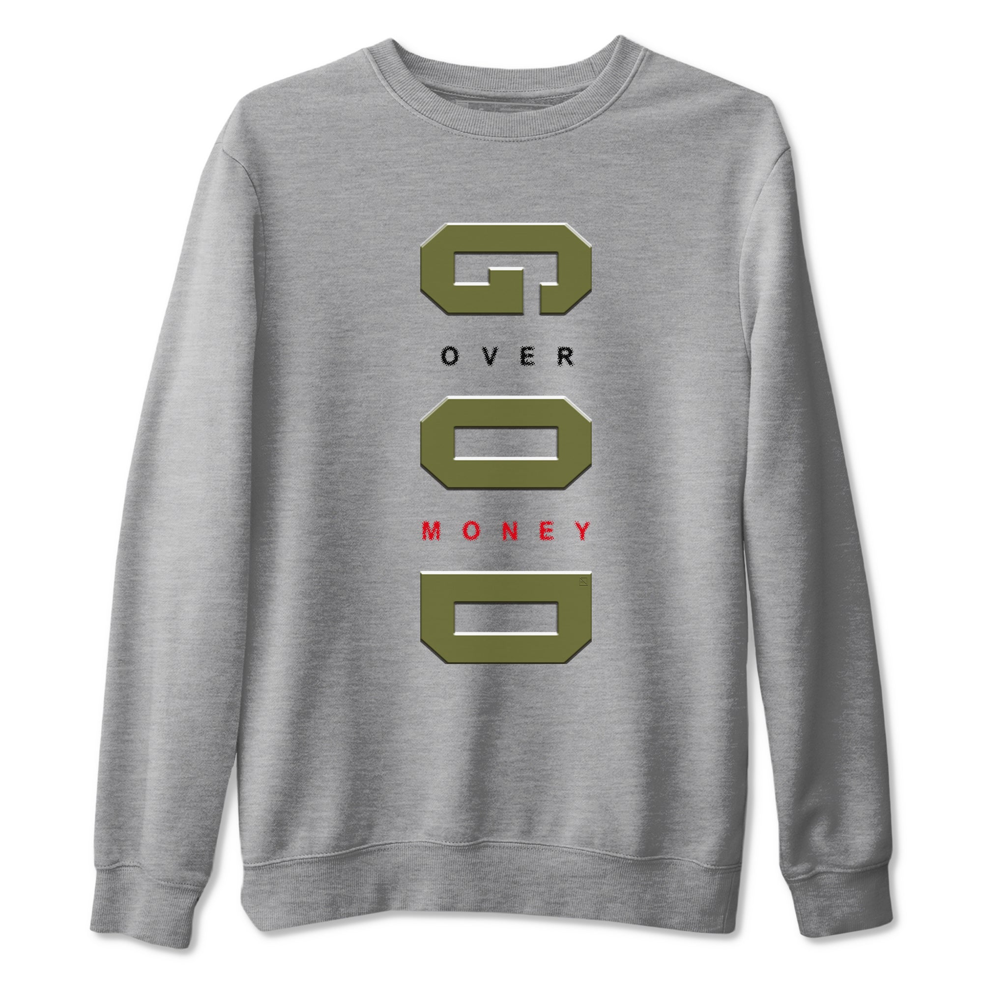 God Over Money Sneaker Tees - Air Jordan 1 Travis Scott Medium Olive