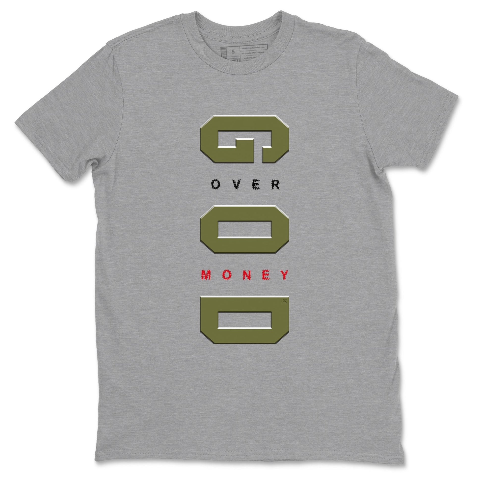God Over Money Sneaker Tees - Air Jordan 1 Travis Scott Medium Olive