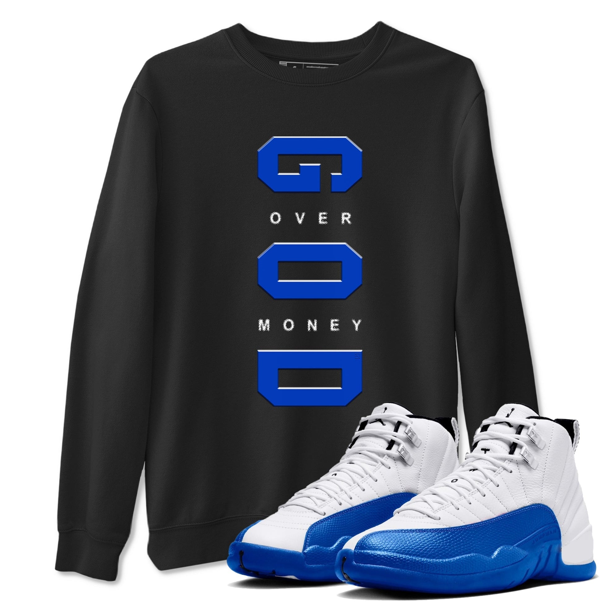 God Over Money Sneaker Tees - Air Jordan 12 Blueberry
