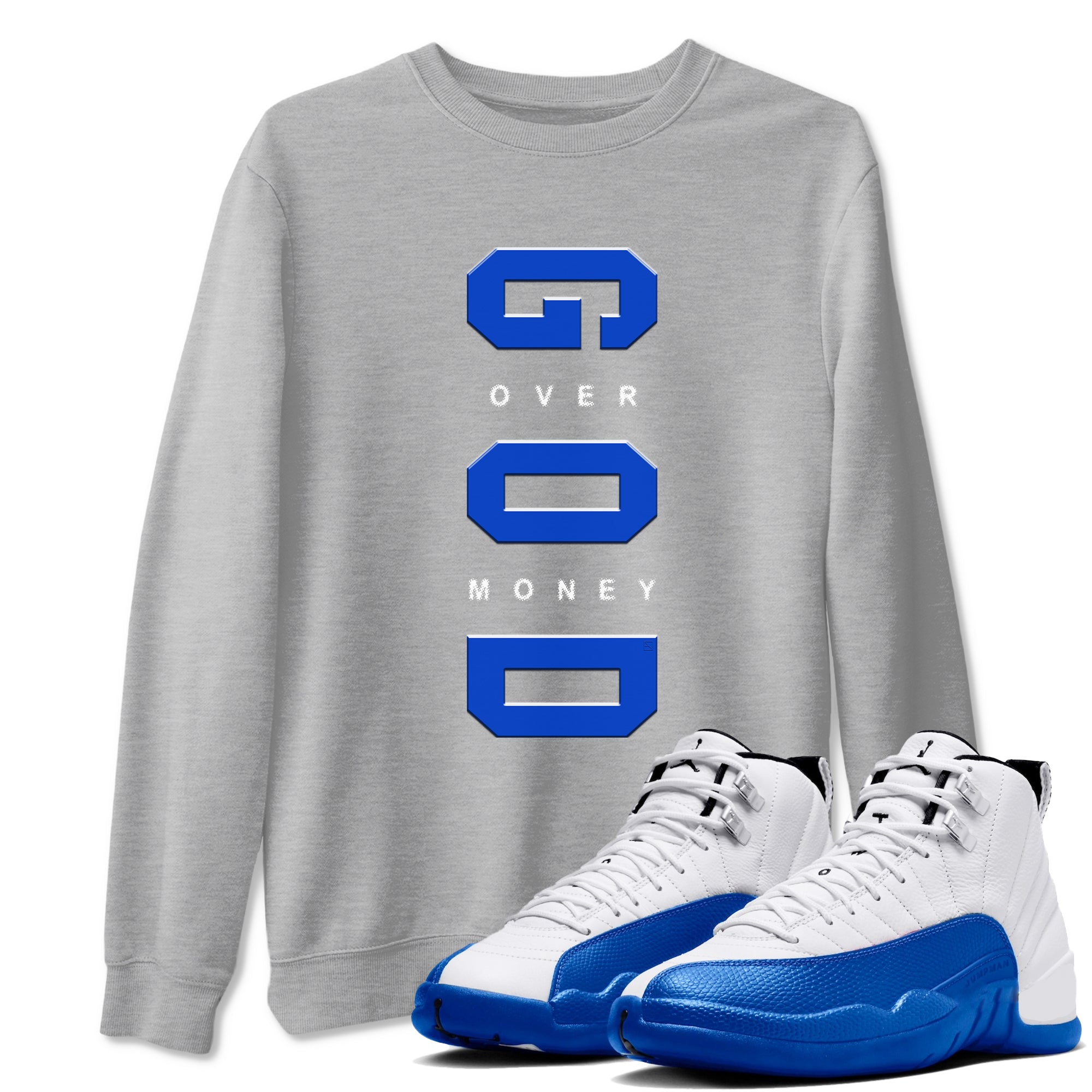 God Over Money Sneaker Tees - Air Jordan 12 Blueberry