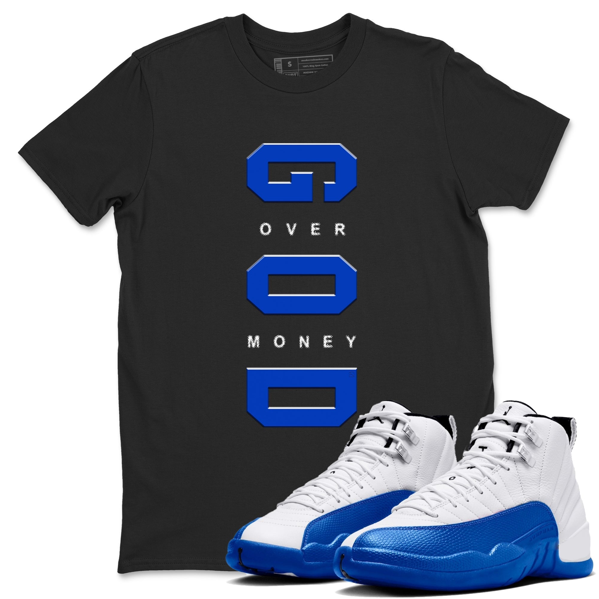 God Over Money Sneaker Tees - Air Jordan 12 Blueberry