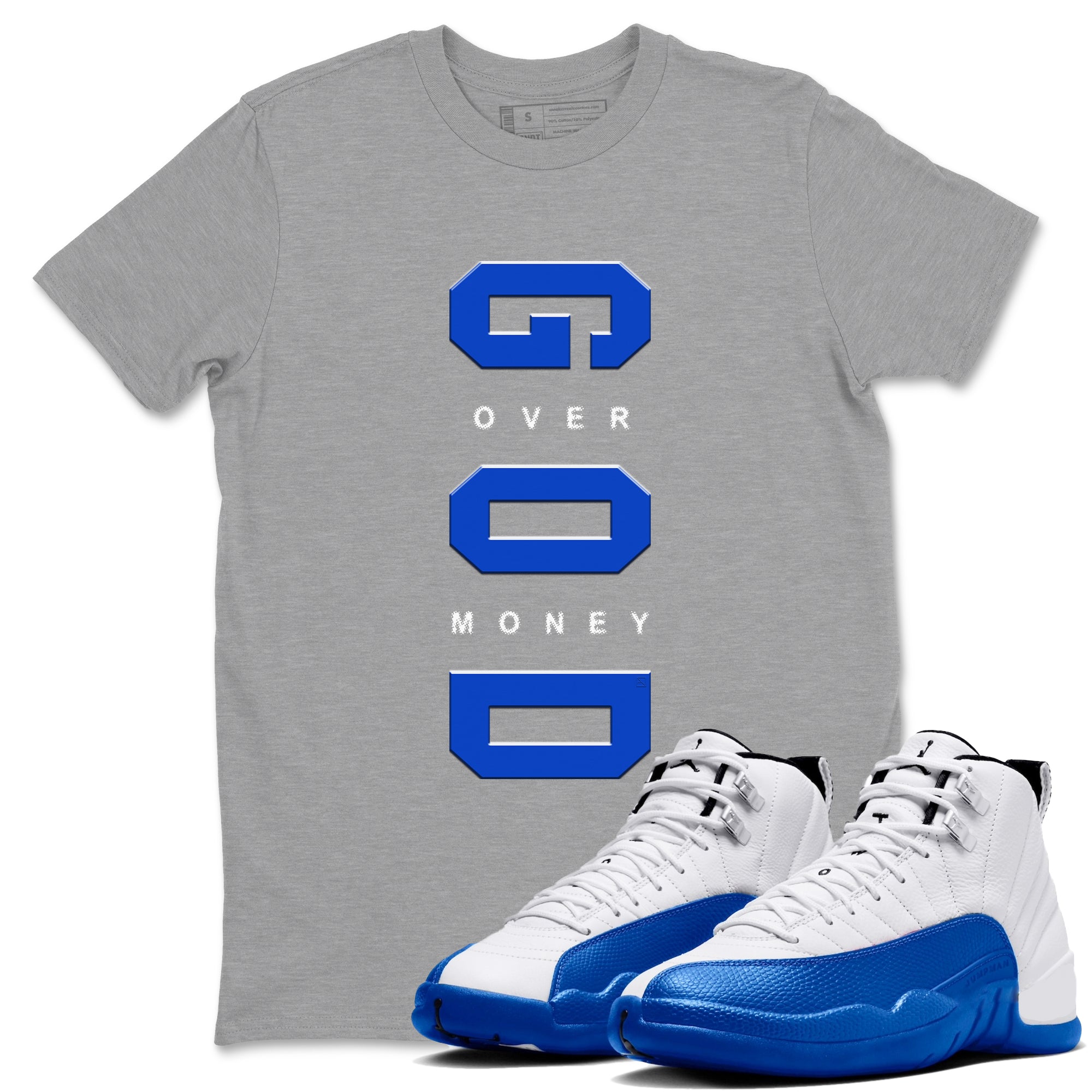 God Over Money Sneaker Tees - Air Jordan 12 Blueberry